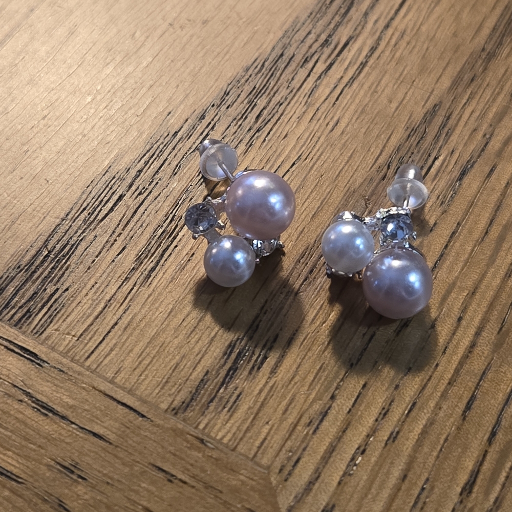 Faux Pearl and Rhinestone Earrings